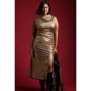 Anthropologie The Maya Ruched Cowl-Neck Dress: Shine Edition NWT 2X